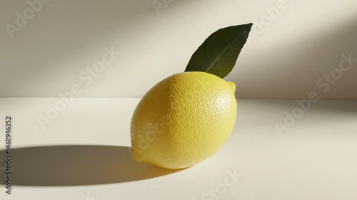 A single lemon with a leaf