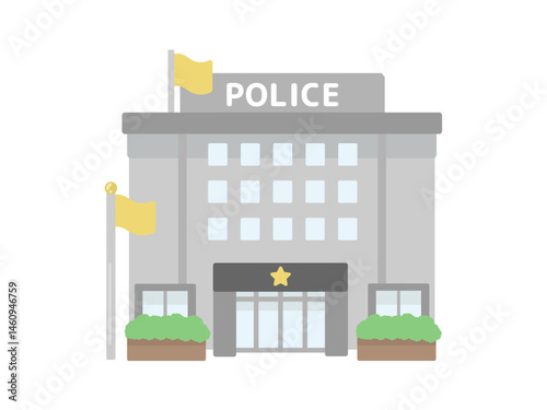 警察署  建物  イラスト