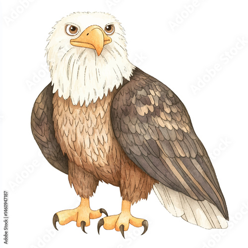 A Eagle simple cartoon drawing watercolor