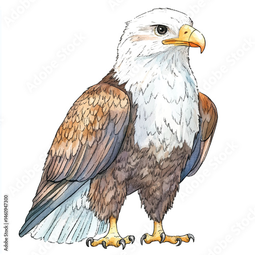 A Eagle simple cartoon drawing watercolor