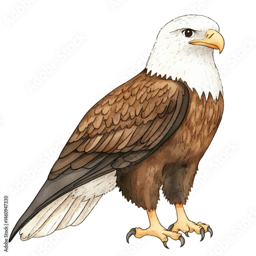 A Eagle simple cartoon drawing watercolor