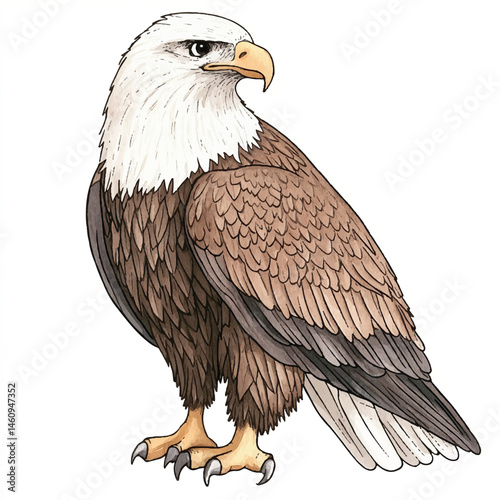 A Eagle simple cartoon drawing watercolor
