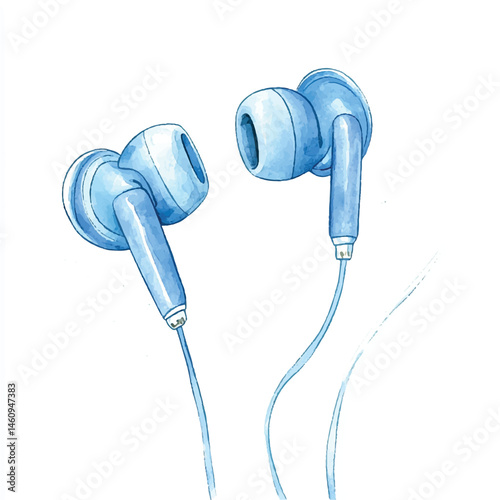 A Earphones simple cartoon drawing watercolor