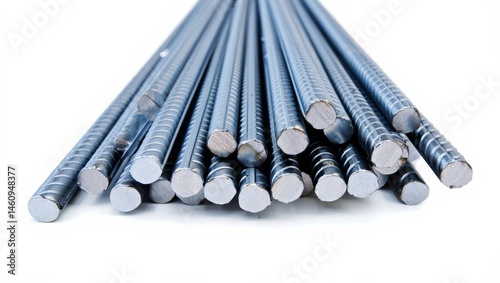 Wallpaper Mural Neatly arranged bundle of clean steel rebar isolated on white background with polished industrial finish Torontodigital.ca