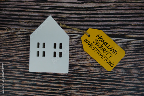 Home Equity Lines of Credit text on price tag with white house model flat lay on wooden background photo