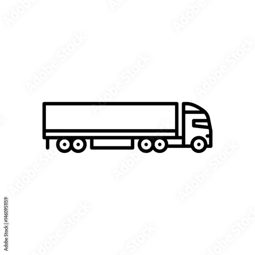 truck with trailer box outline icon. box truck black line illustration.