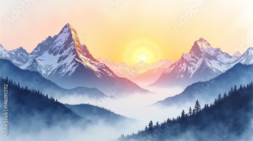 Valley of Mist: Sunrise Symphony in the Mountains