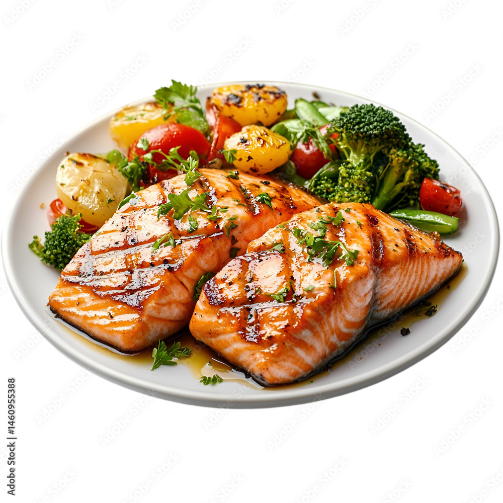Grilled Salmon with Roasted Vegetables Healthy Delicious Meal Grilled Salmon with Roasted Vegetables Healthy Delicious Meal