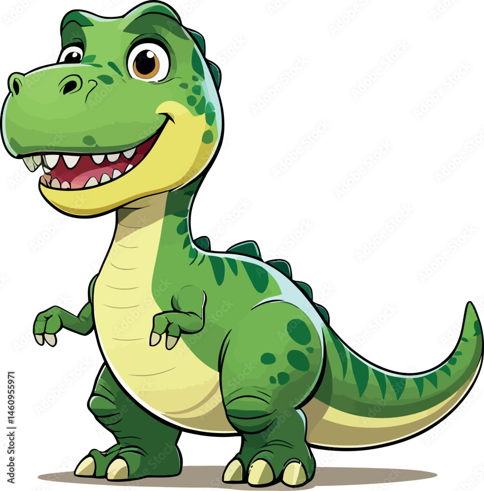 Fototapeta premium Cute green baby dinosaur reptile cartoon vector illustration