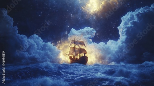 A mythological scene of Ulysses on a heroic quest to rescue his kidnapped son. 