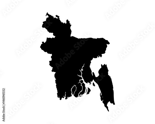 Bangladesh Black Silhouette Map Illustration