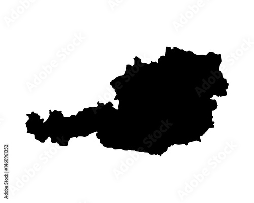 Austria Black Silhouette Map Illustration