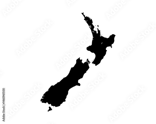 New Zealand Black Silhouette Map