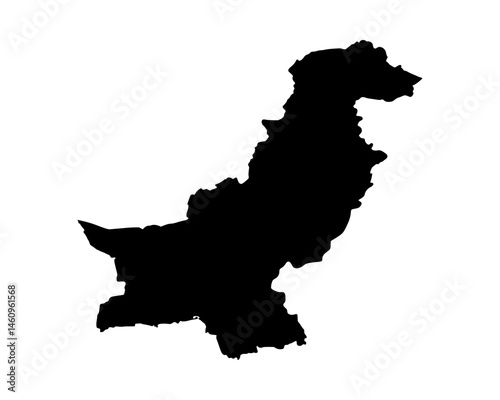 Pakistan Black Silhouette Map Illustration
