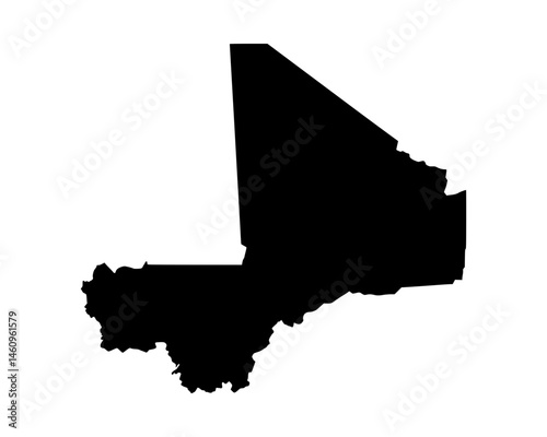 Mali Black Silhouette Map Illustration