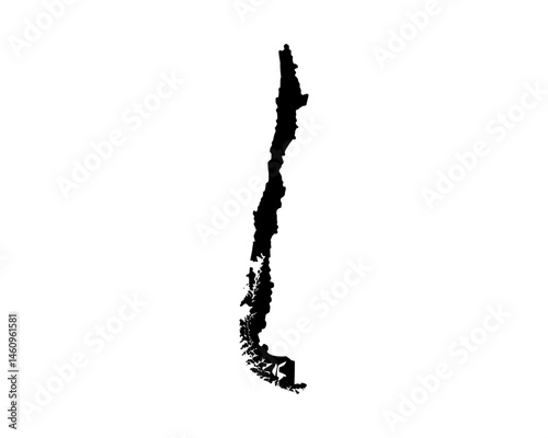 Chile Black Silhouette Map Illustration