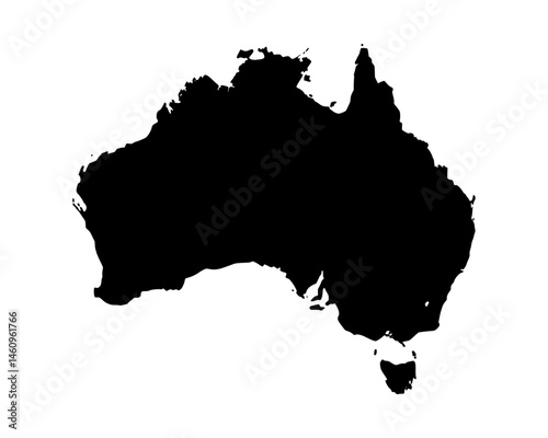 Australia Black Silhouette Map Illustration