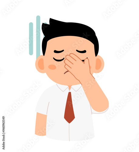 Schoolboy Cartoon Character Facepalming