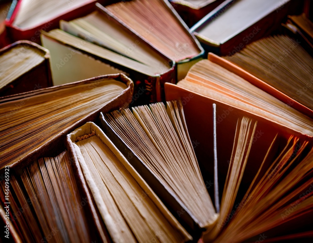 Naklejka premium Many books arranged in line