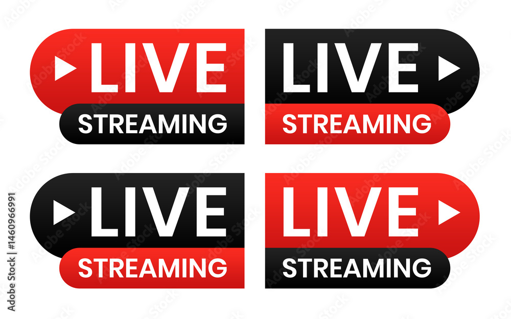 set design element live streaming symbol with video symbol red black design transparent template set design element live streaming symbol with video symbol red black design transparent template