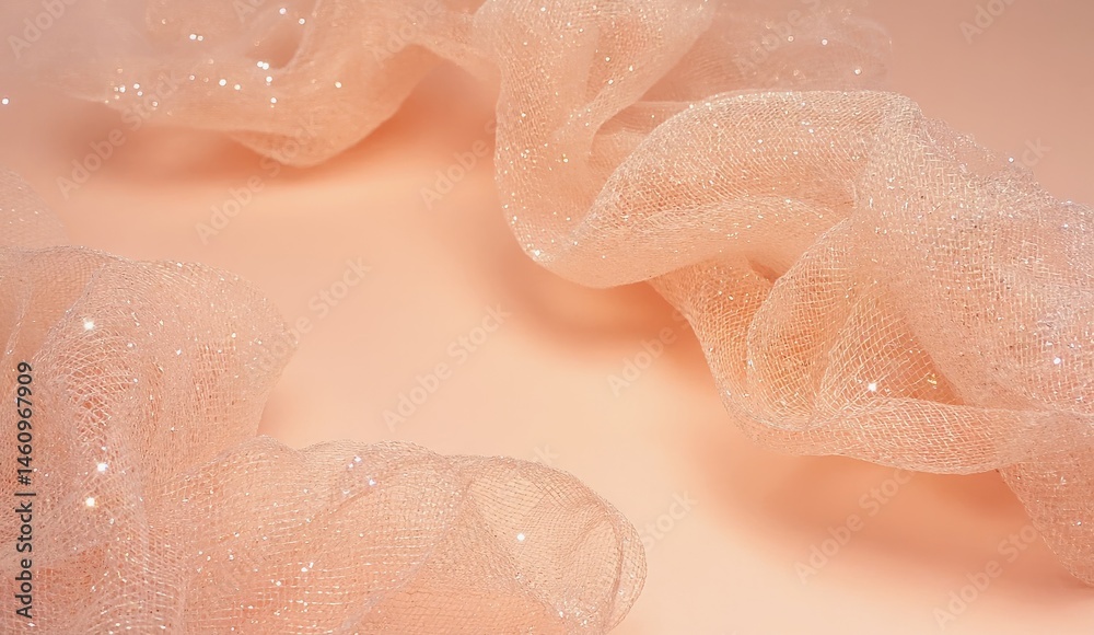 Fototapeta premium Delicate translucent fabric with sparkling details on a soft background creates an ethereal atmosphere