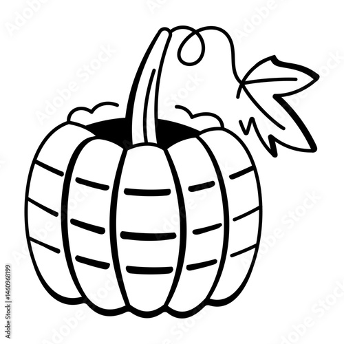 A doodle style icon of pumpkin

