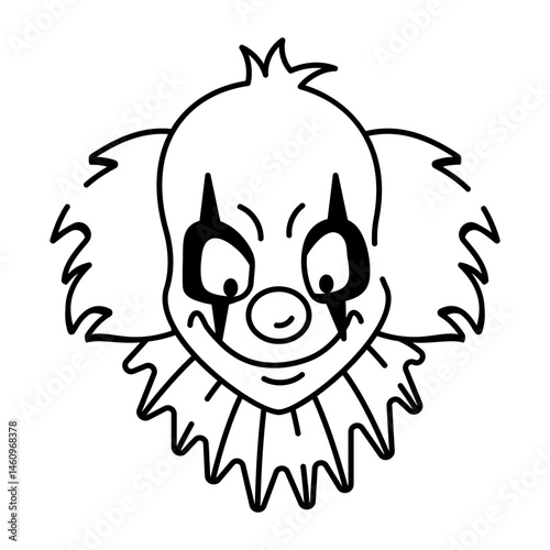 A sketchy style icon of scary clown
