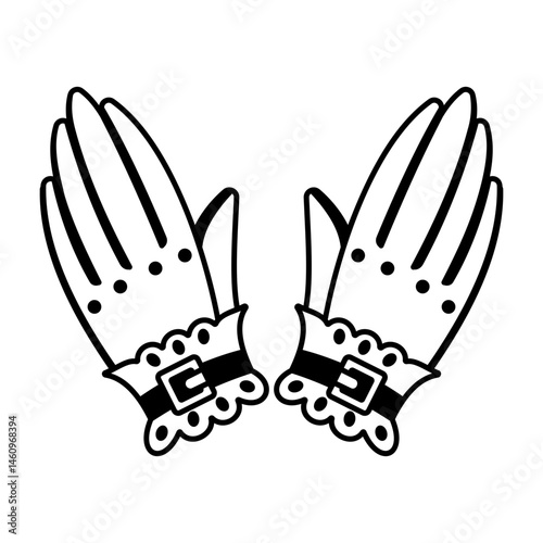 Hand drawn style icon of witch gloves
