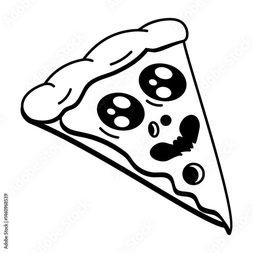 A sketchy style icon of spooky pizza
