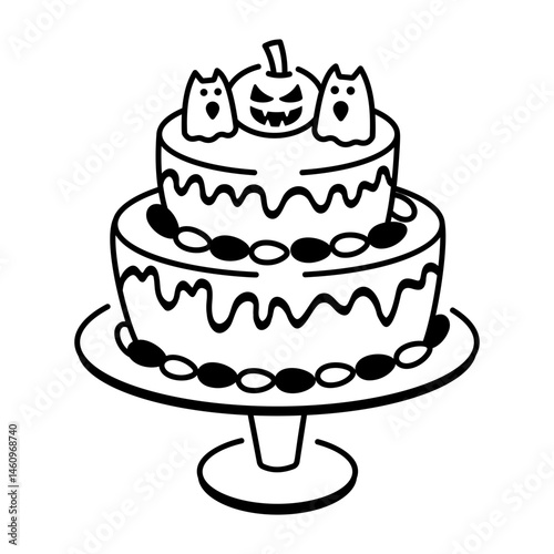 A sketchy style icon of Halloween cake

