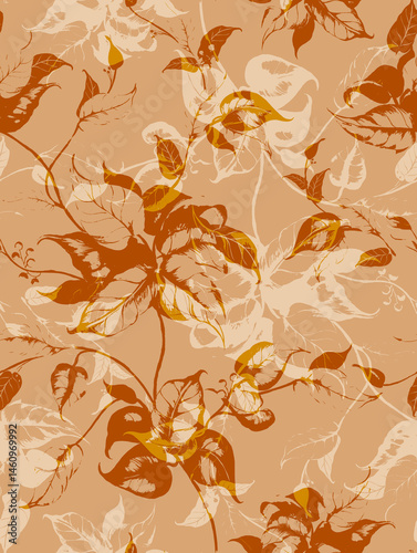 Digital Baroque Border Motif Design Illustration Artwork for textile print For Digital painting. Design for cover, fabric, textile, wrapping paper