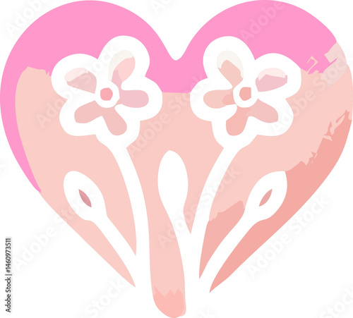 Watercolor Heart with Delicate Flowers