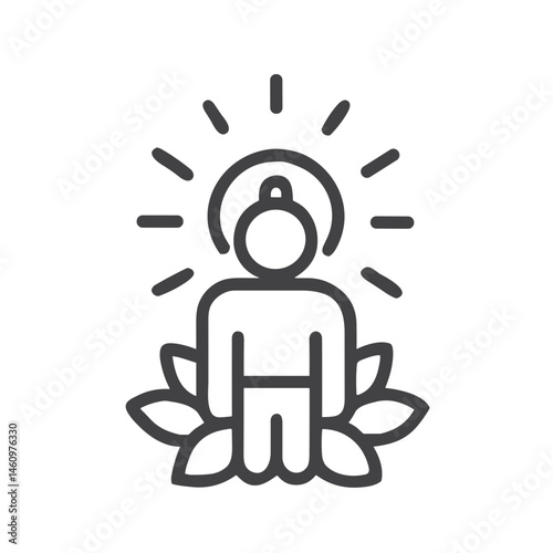 Spiritual Awakening Meditation Icon for Yoga Platforms, Mindfulness Apps, Wellness Courses, and Personal Growth Resources