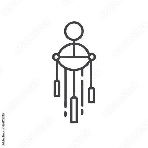 Wind Chime Icon for Home Decor Websites, Garden Shops, Feng Shui Content, Relaxation Apps, and Spiritual Gift Catalogs