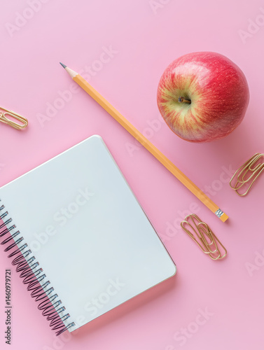 Flat Lay of Back-to-School Supplies on Pastel Background