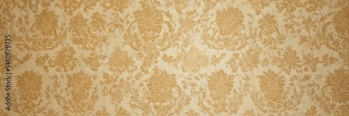 Opulent gold and cream damask wallpaper with embossed texture , elegant, luxury