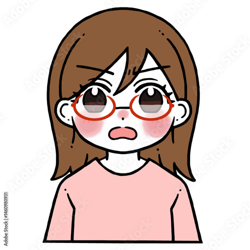 凄く怒った顔の眼鏡の女性のイラスト
