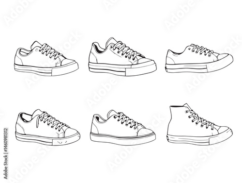 High Quality Classic Trainers Line Art for Graphic Designers