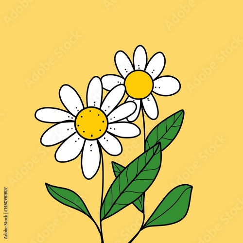 Flowers drawing illustration kids drawing cartoon style  white background