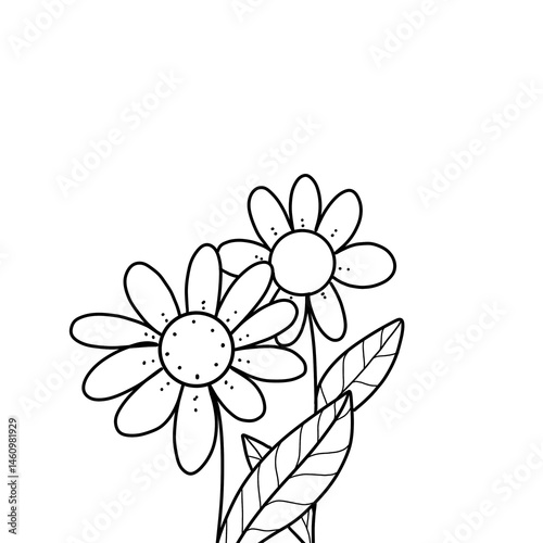 Flowers drawing illustration kids drawing cartoon style  white background
