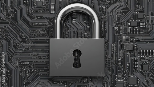 Wallpaper Mural Secure digital system with a padlock over a circuit board.  Padlock symbolizes digital protection Torontodigital.ca