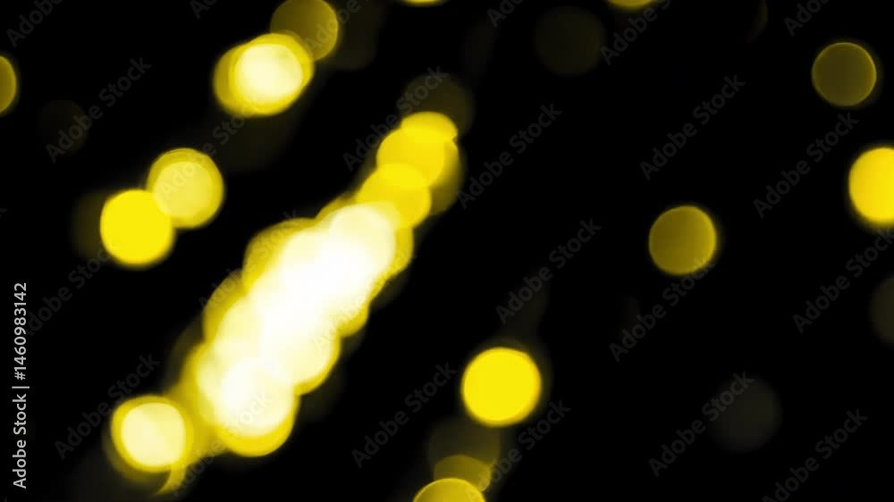 Glowing abstract yellow bokeh animated overlay, transparent 4K video, alpha channel, ProRes 4444