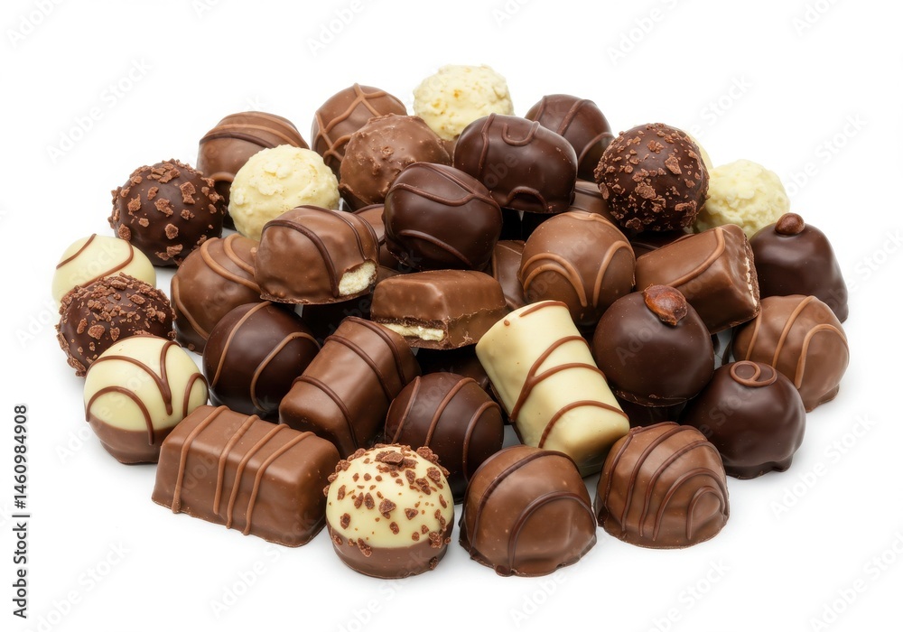 Pile of chocolates isolated on white background Pile of chocolates isolated on white background