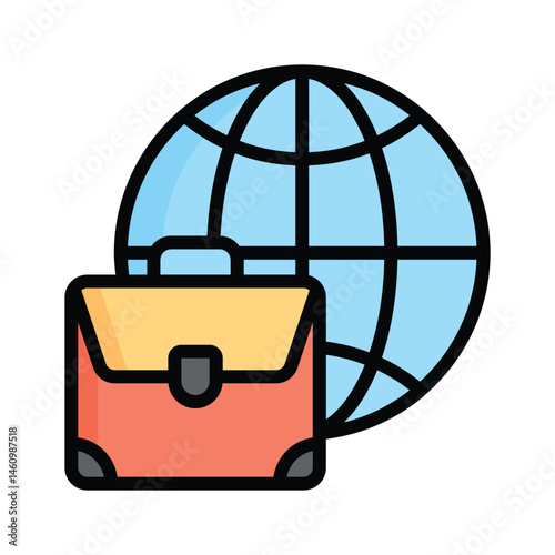 Check out our premium flat outline style icon depicting global business