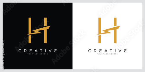 Initial H Logo with Lightning Symbol