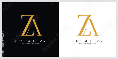 Initial ZA or AZ Logo Design Vector
