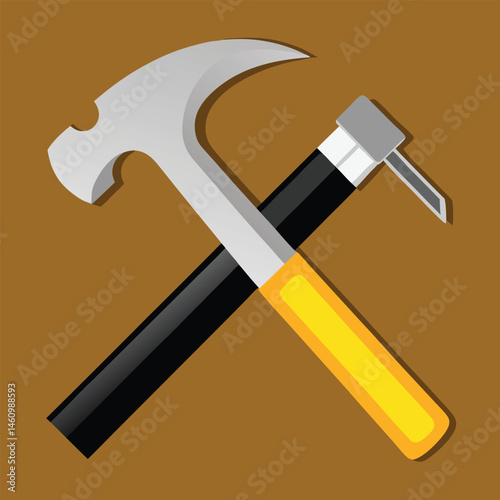 Crossed Hammer and Utility Knife Graphic Illustration