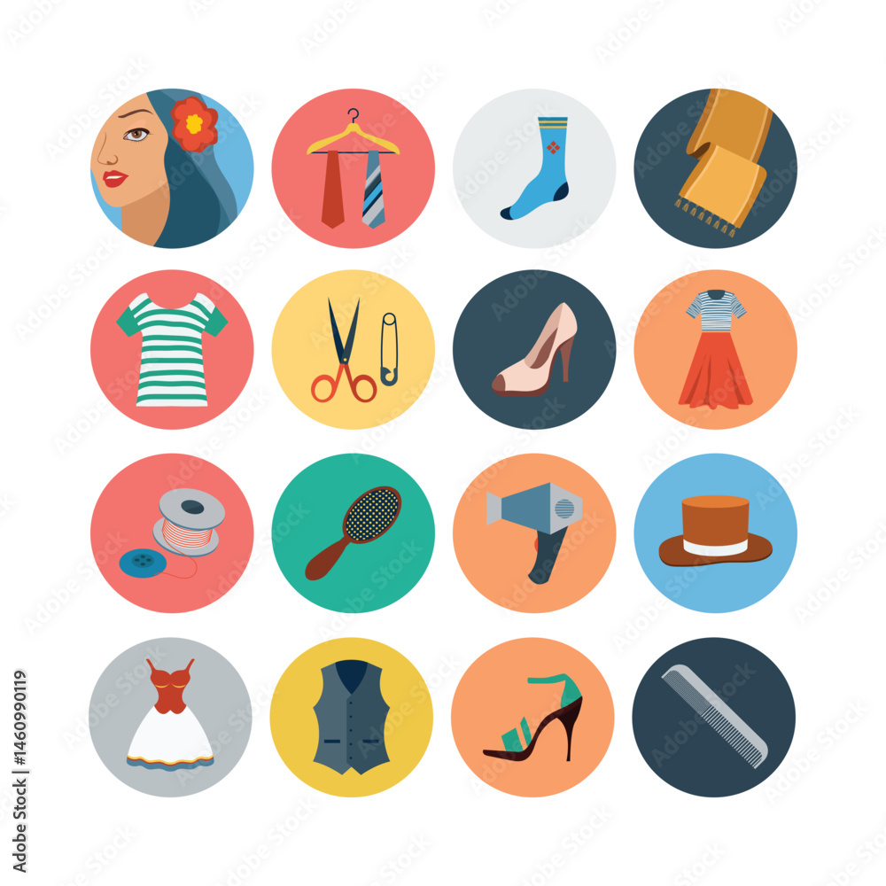 Fashion And Accessories Flat Icons Set Style Design Elements And Clothing Collection Fashion And Accessories Flat Icons Set Style Design Elements And Clothing Collection