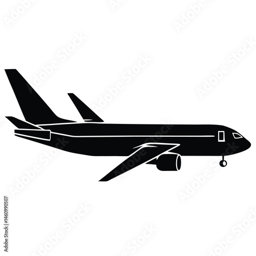 Black Silhouette of a Passenger Airplane in Flight