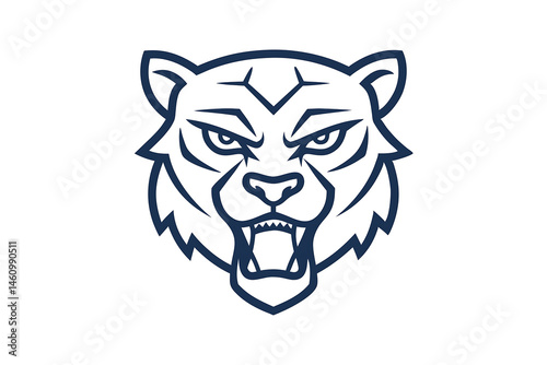 flat and minimal tiger outline (thin line) coloring book style vector illustration on white background